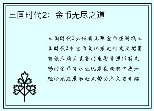 三国时代2：金币无尽之道